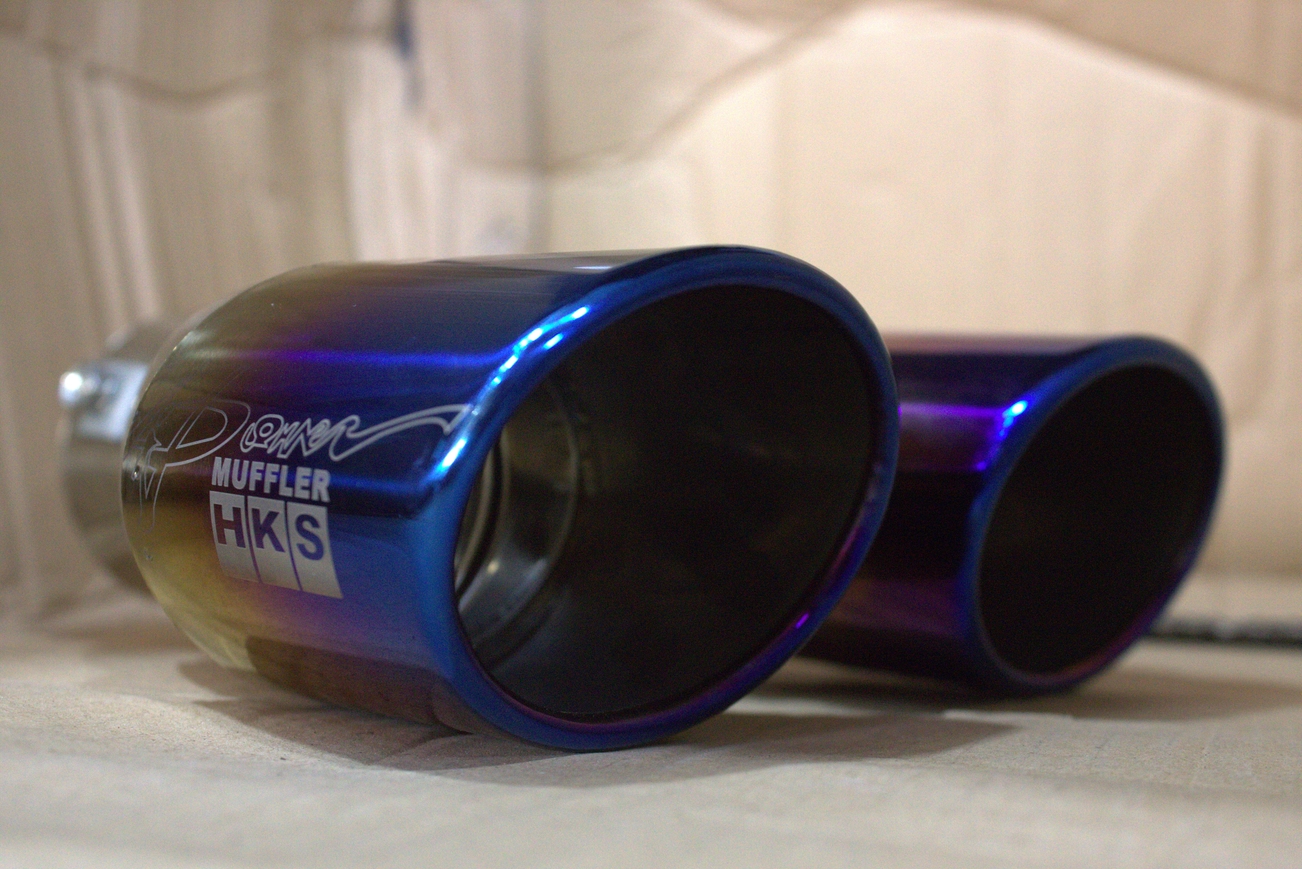 HKS round dual tip U shape exhaust muffler